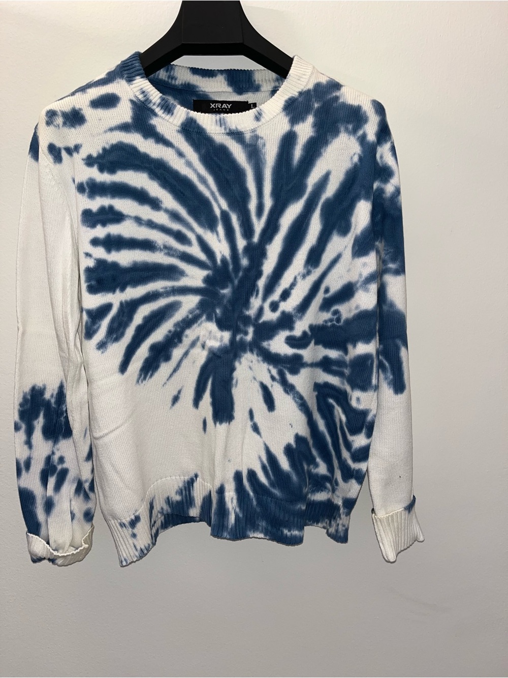 Xray Men's Blue & White Tie-Dye Crewneck Sweater